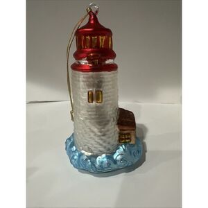 VTG Kurt Adler Lighthouse Nautical Beach Ocean Glass Christmas Ornament